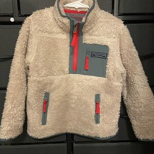 Vineyard Vines Kids' Cream and olive green Fleece Hoodie